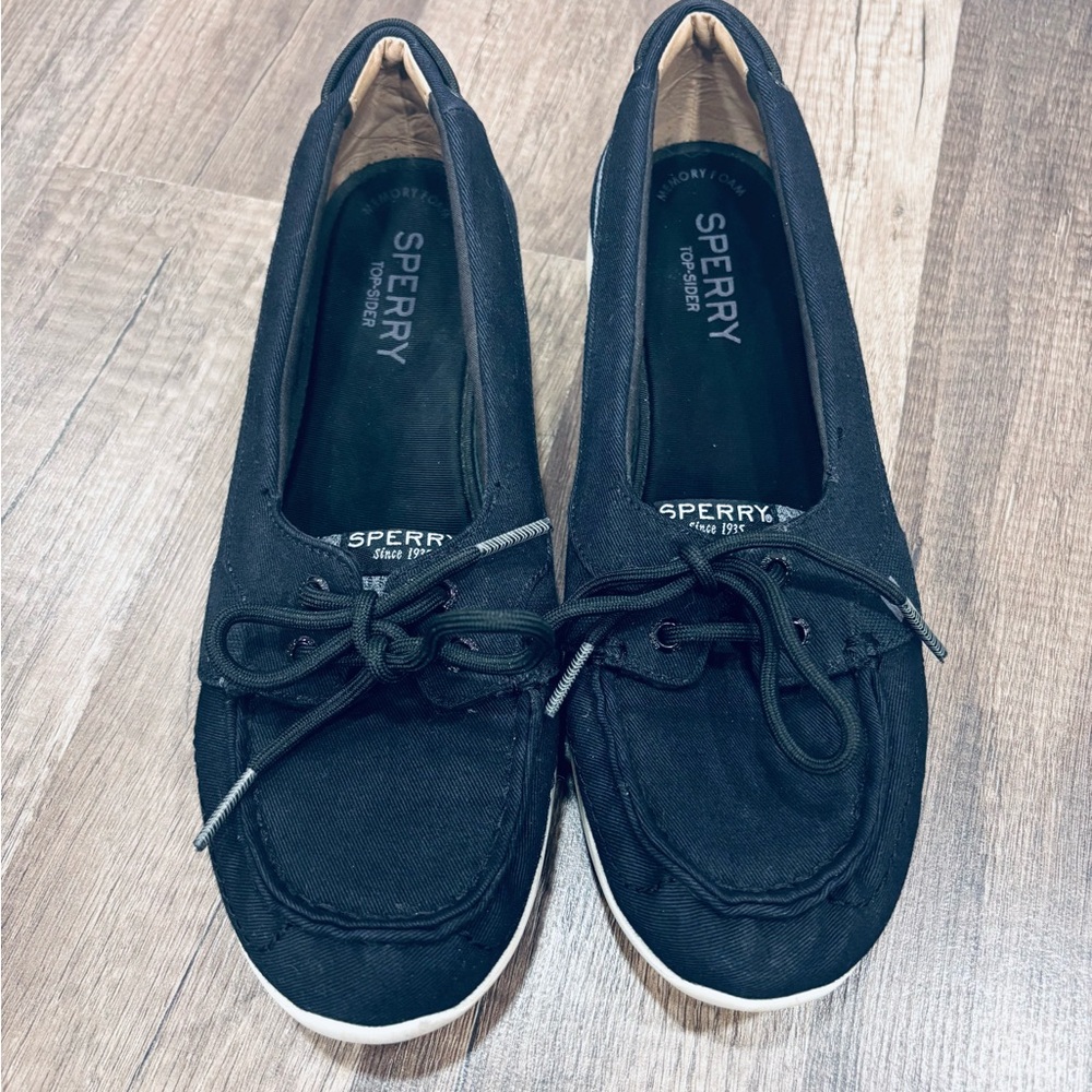 Sperry Women's Black Canvas Loafers